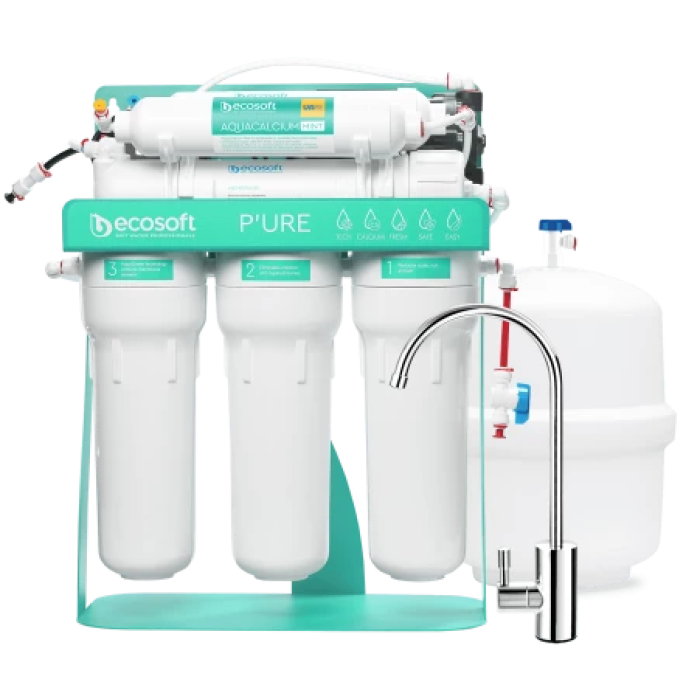 Ecosoft P'URE AquaCalcium reverse osmosis filter with a pump